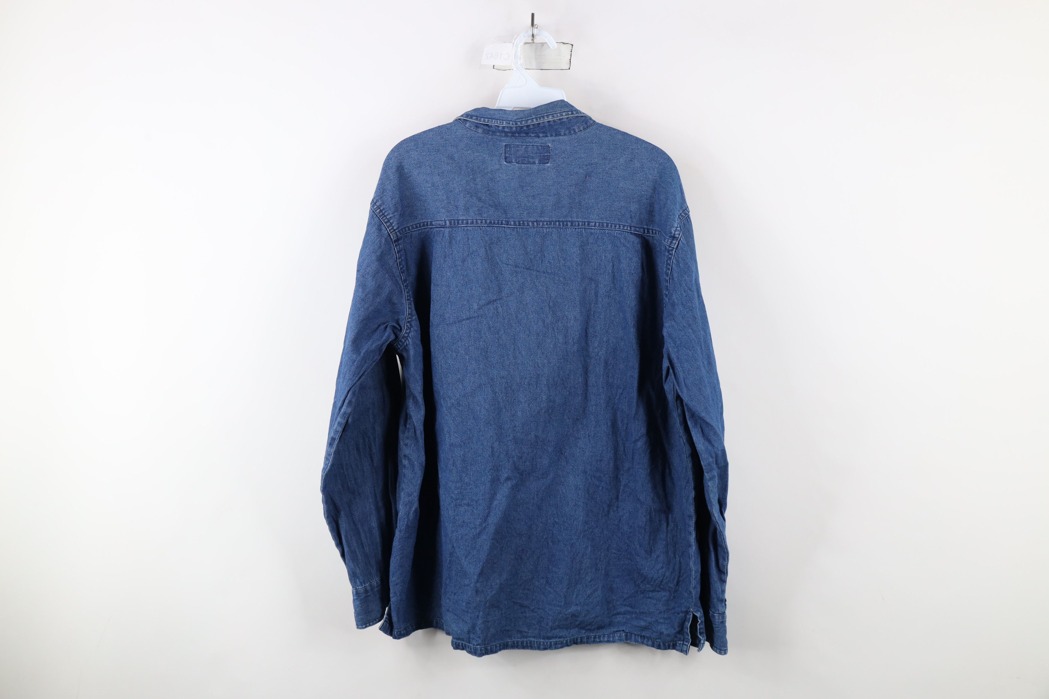 Vintage Vintage 90s Streetwear Flower Denim Jean Button Shirt Size XL / US 12-14 / IT 48-50 - 11 Thumbnail