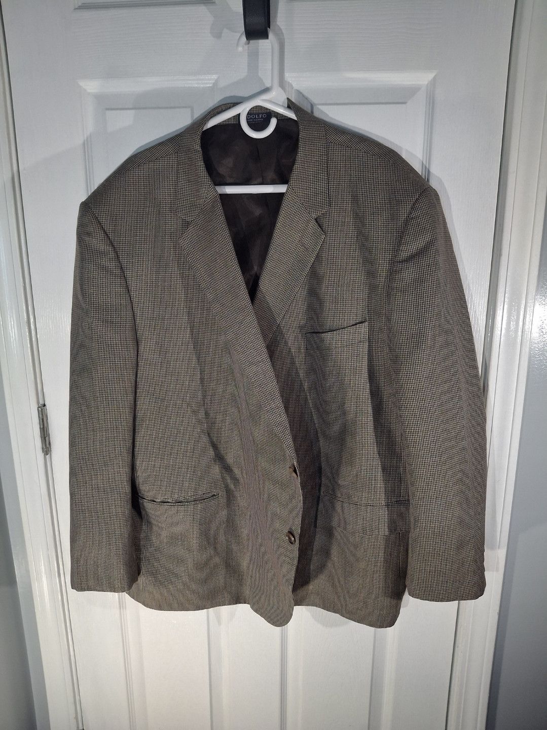 Other Adolfo Portly Fit Brown Houndstooth Sport Coat - Size 54S Size 54R - 1 Thumbnail