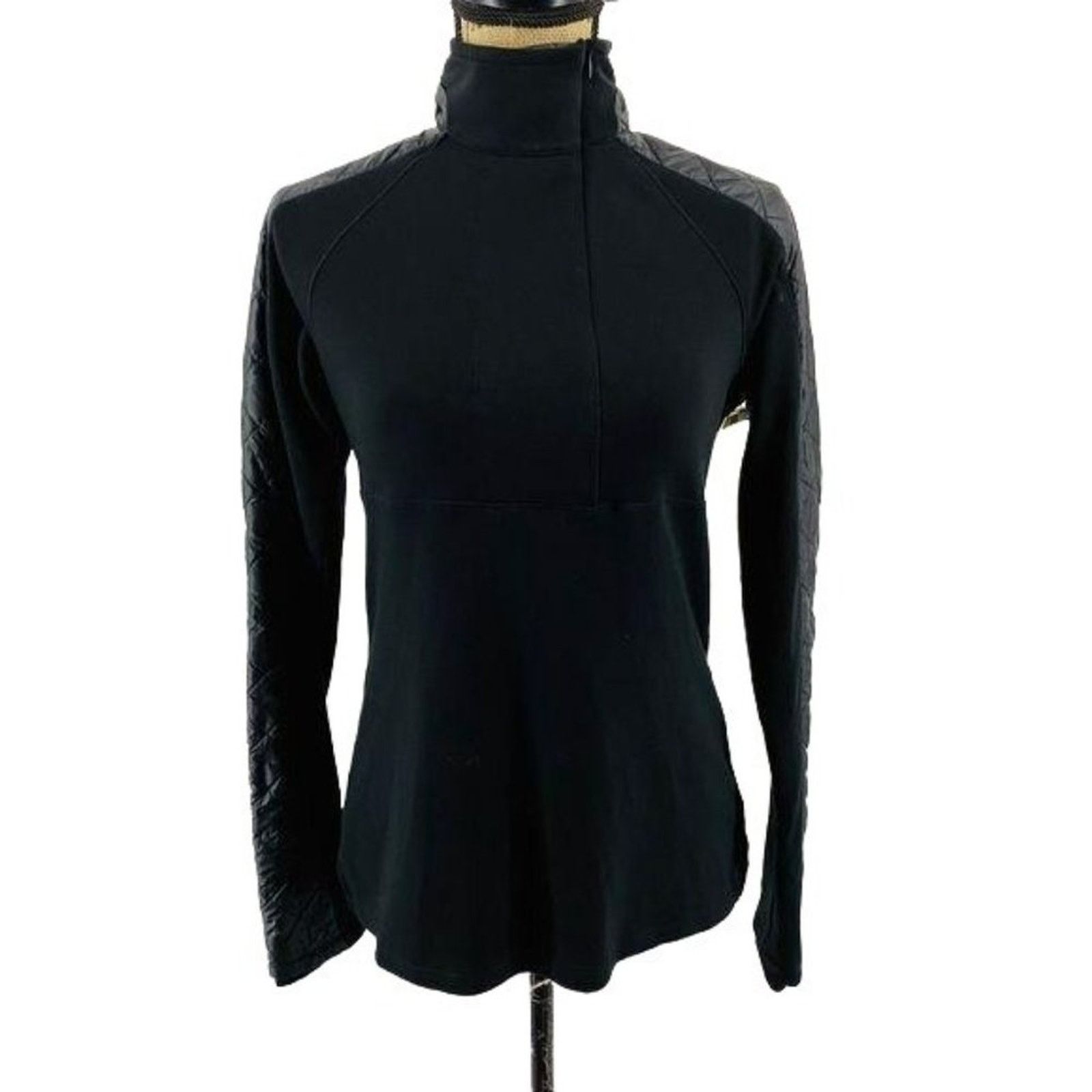 Athleta Athleta Pullover 1/4 Zip Black Pullover Quilted Panels Small Size S / US 4 / IT 40 - 2 Thumbnail