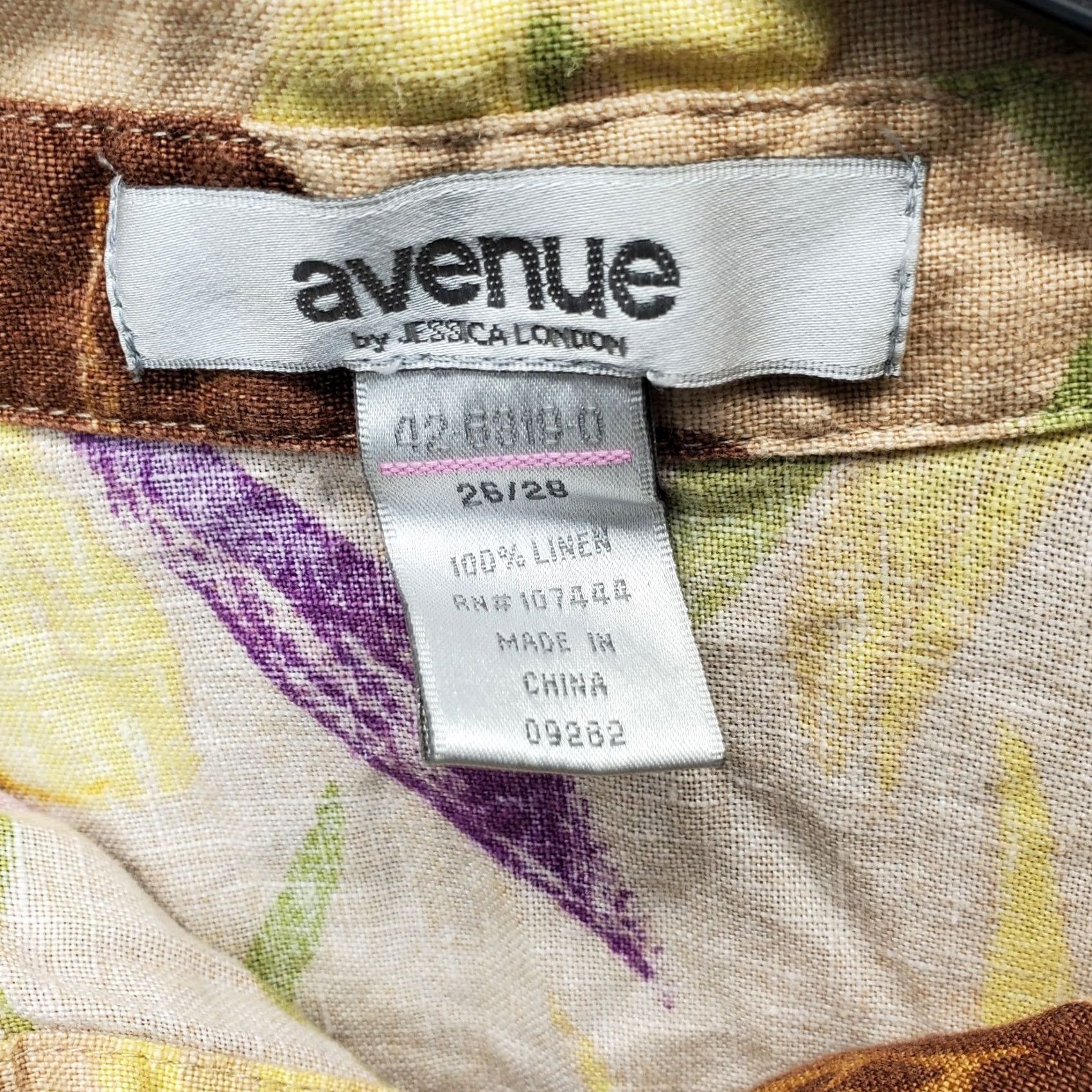 Avenue Avenue Shirt Womens 26/28 Floral Linen Button-Up Collared | Multicolor Casual Long Sleeve Shirt Womens Size 26 Size 4XL / US 24-26 - 4 Thumbnail