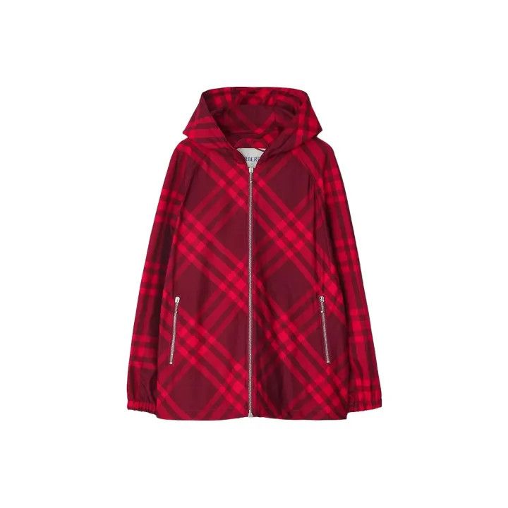 Burberry Color Block Plaid Hooded Jacket for Women 0079