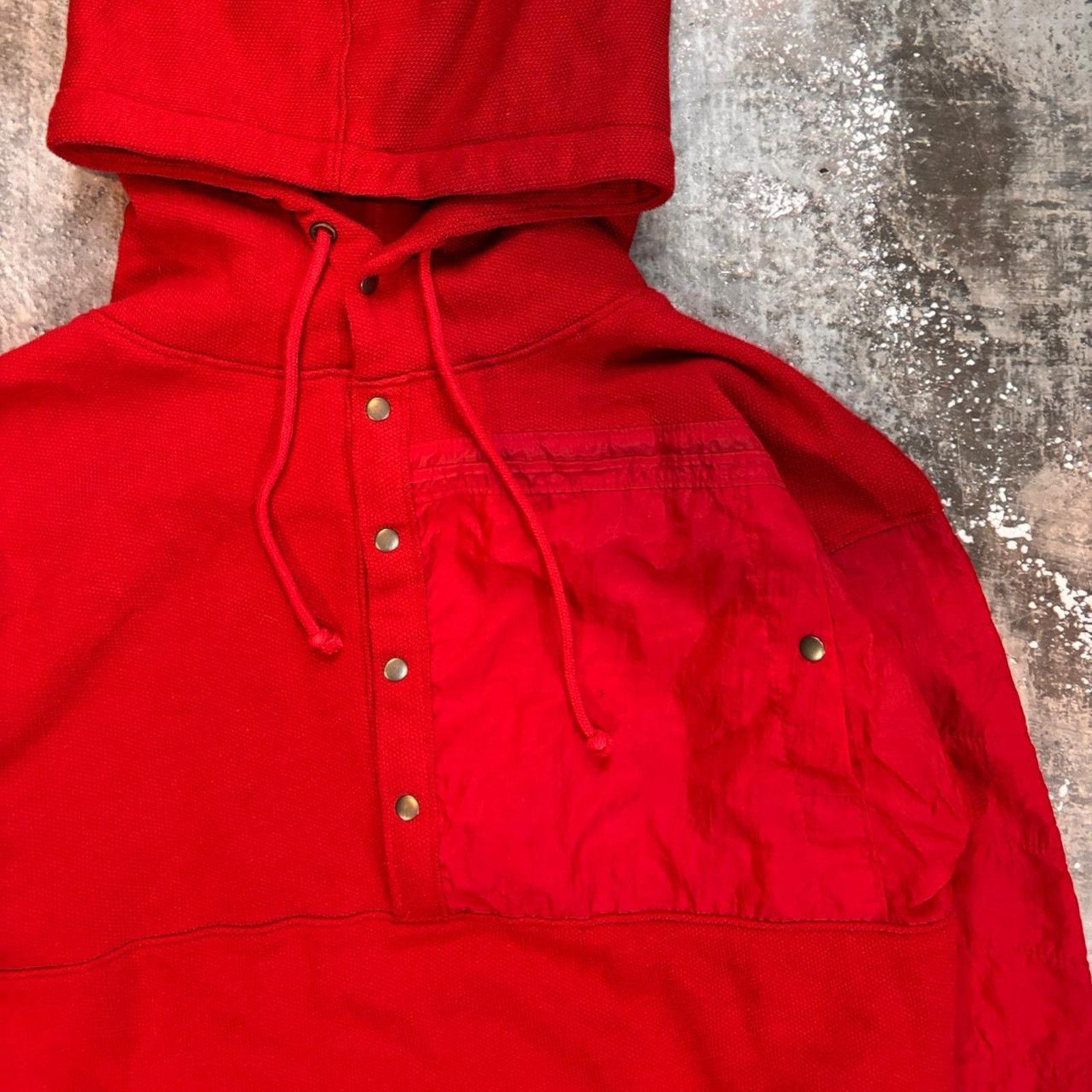 Levi's × Vintage Vintage 90s Red Waffle Knit Hoodie! Size XL Size US XL / EU 56 / 4 - 4 Thumbnail