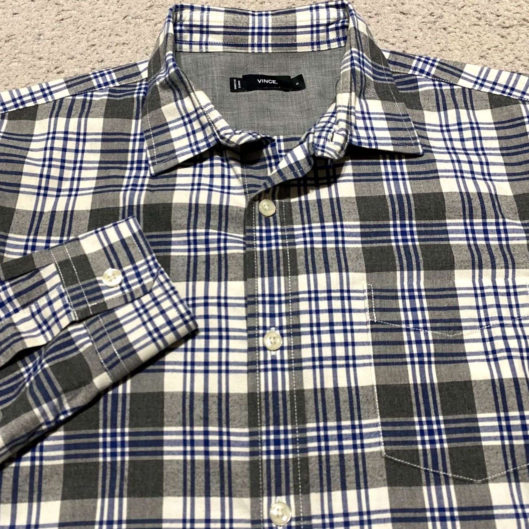 Vince Vince Mens Small Shirt Multicolor Plaid Long Sleeve Button-Front 100% Cotton Size US S / EU 44-46 / 1 - 5 Thumbnail