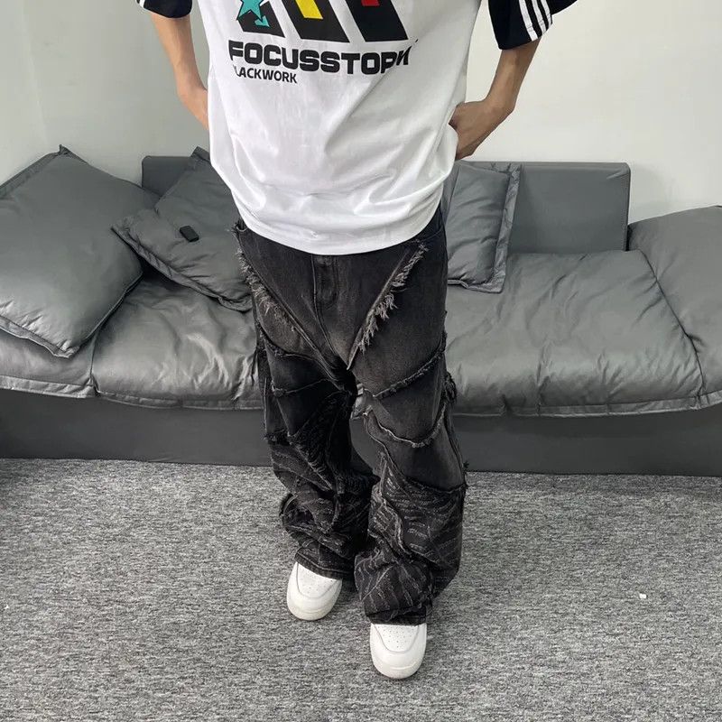 Japanese Brand Baggy Stacked Jeans Pants Size US 33 - 3 Thumbnail