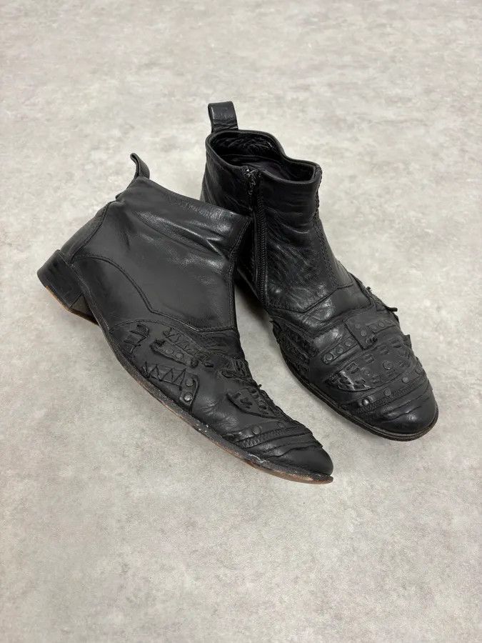 2000s Marithé + François Girbaud Black Ninja Leather Boots