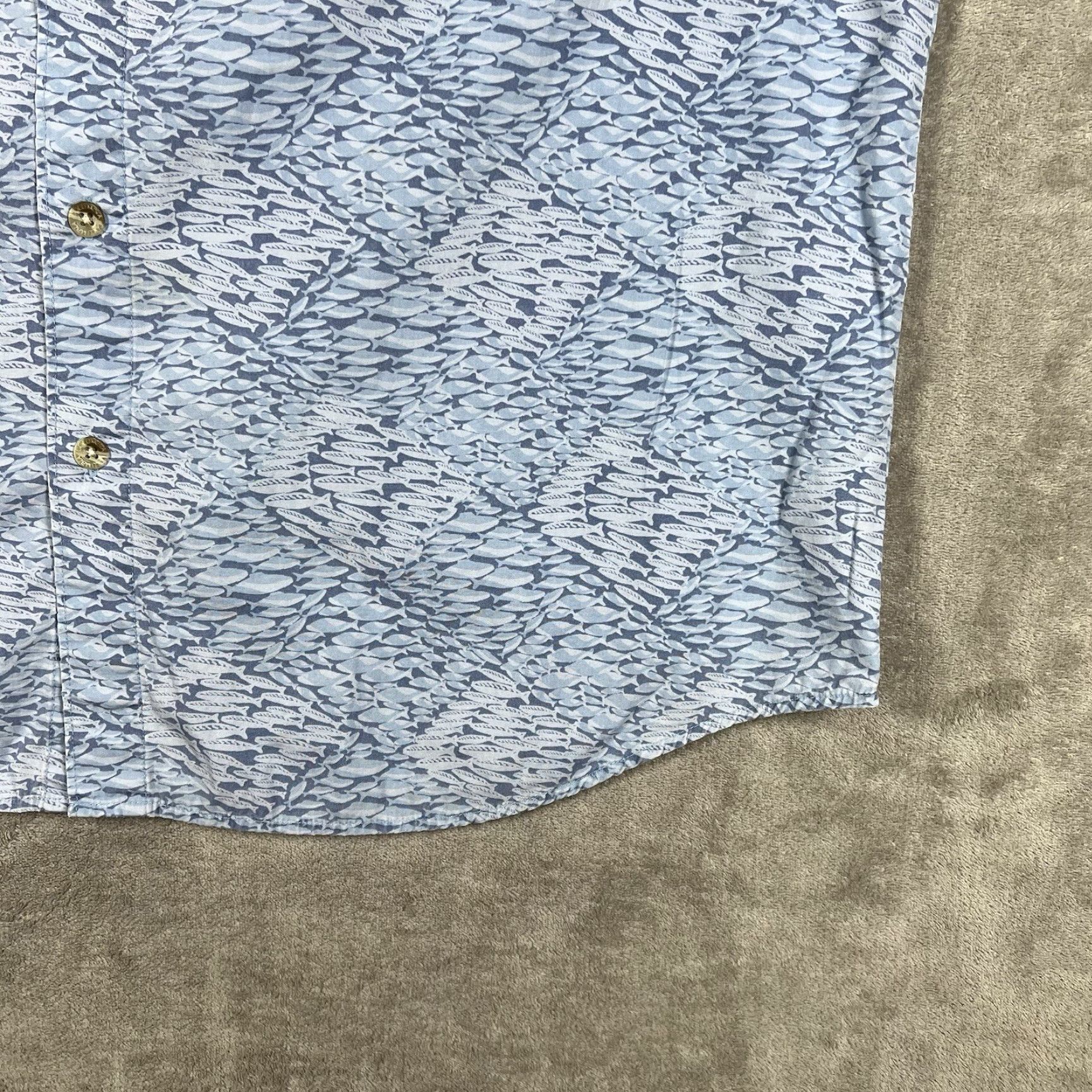 Vintage Columbia XCO Button Up Shirt Men’s Large Blue Fish All Over Print Casual Workwear Button-Down Collared Short Sleeve Pockets Cotton Vintage: No Size US L / EU 52-54 / 3 - 5 Thumbnail