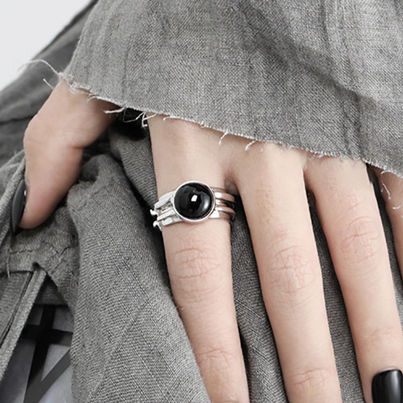 Jewelry Minimalist Black Zircon Ring Size ONE SIZE - 4 Thumbnail