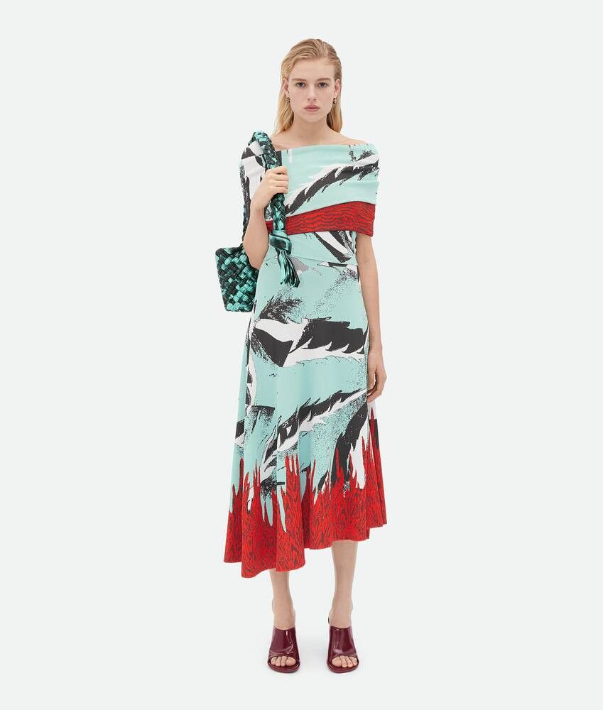 Bottega Veneta o1bcso1str0225 Graphic Jacquard Asymmetric Midi Dress Size L / US 10 / IT 46 - 5 Thumbnail