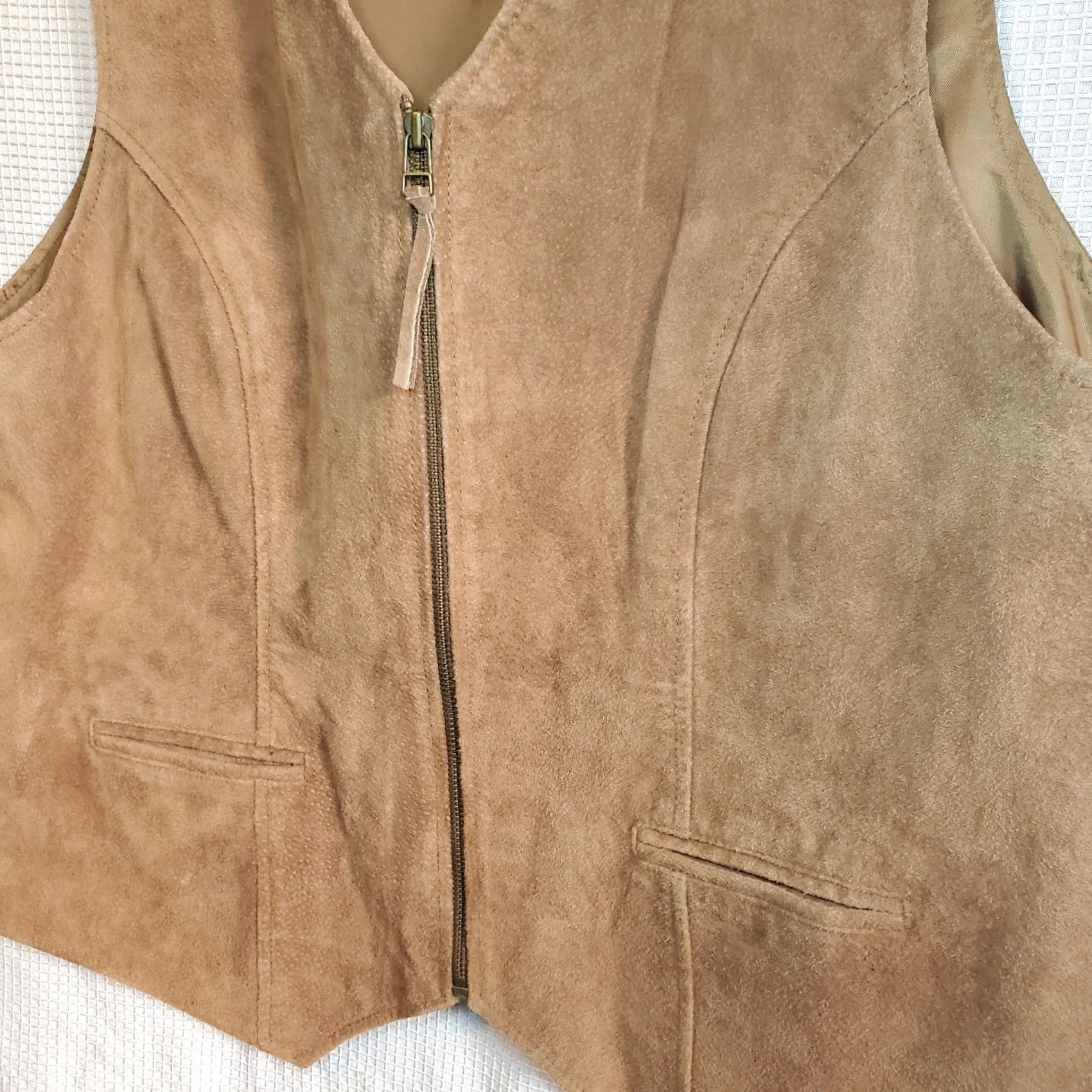 Jantzen VINTAGE Jantzen Womens Vest L Leather Suede Full Zip Brown Western Biker Rodeo 80s 90s Size L / US 10 / IT 46 - 3 Thumbnail