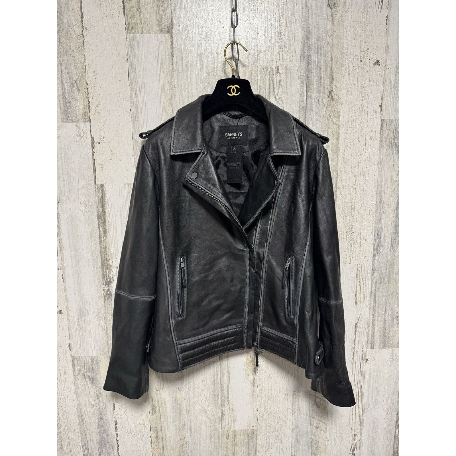 Barneys New York NWT Barney's Originals Women's Leather Jacket Black Size 20 Size 3XL / US 20-22 - 3 Thumbnail