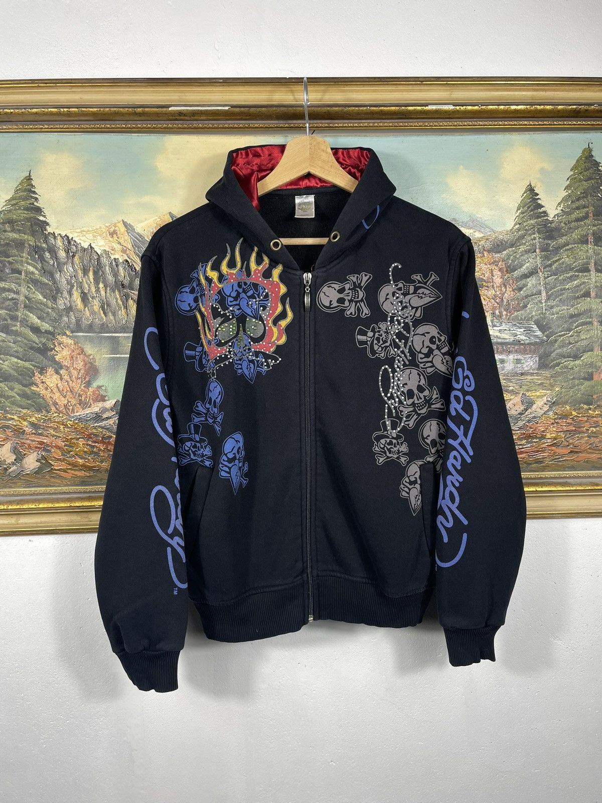 Christian Audigier Ed Hardy Retro 00s Hoodie With Crystals Affliction Grunge Size US S / EU 44-46 / 1 - 1 Thumbnail