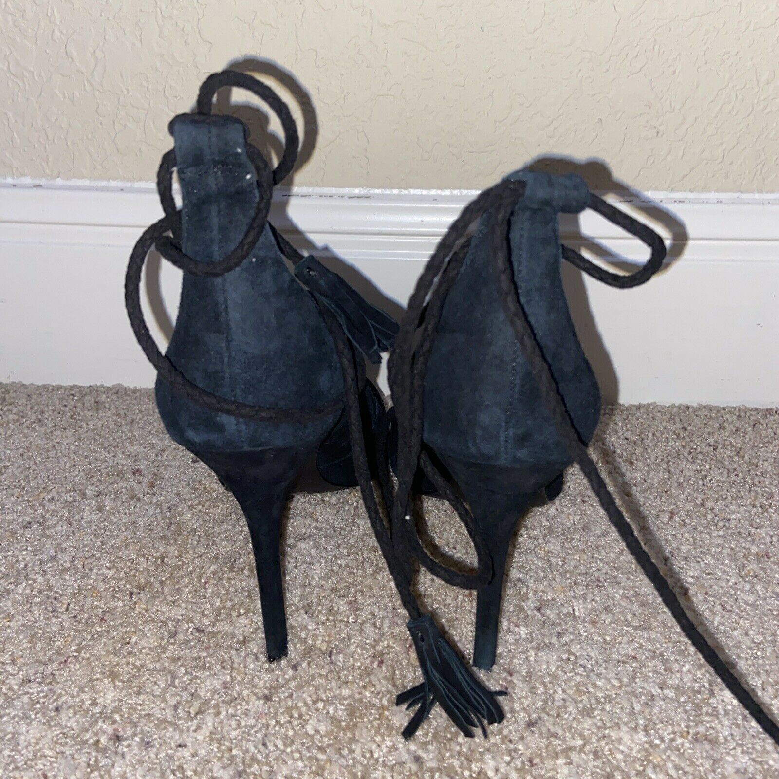 Joie Joie Angelynn Black Suede Ankle Strap Tassel Heels Size 9.5 Size US 9.5 / IT 39.5 - 3 Thumbnail