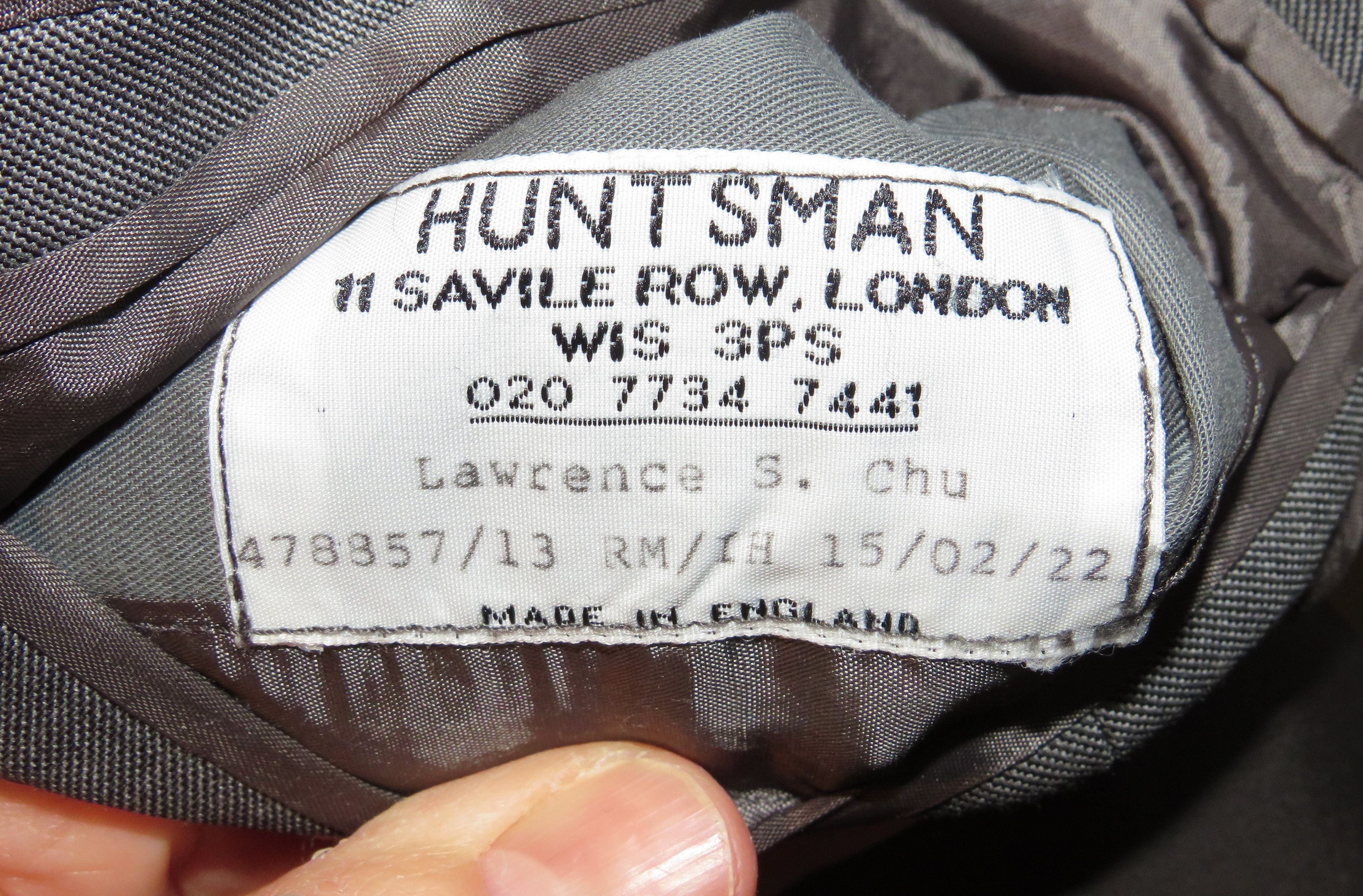 Huntsman × Savile Row Bespoke 2022 Solid Gray One Button Suit 34S Size 34S - 20 Thumbnail