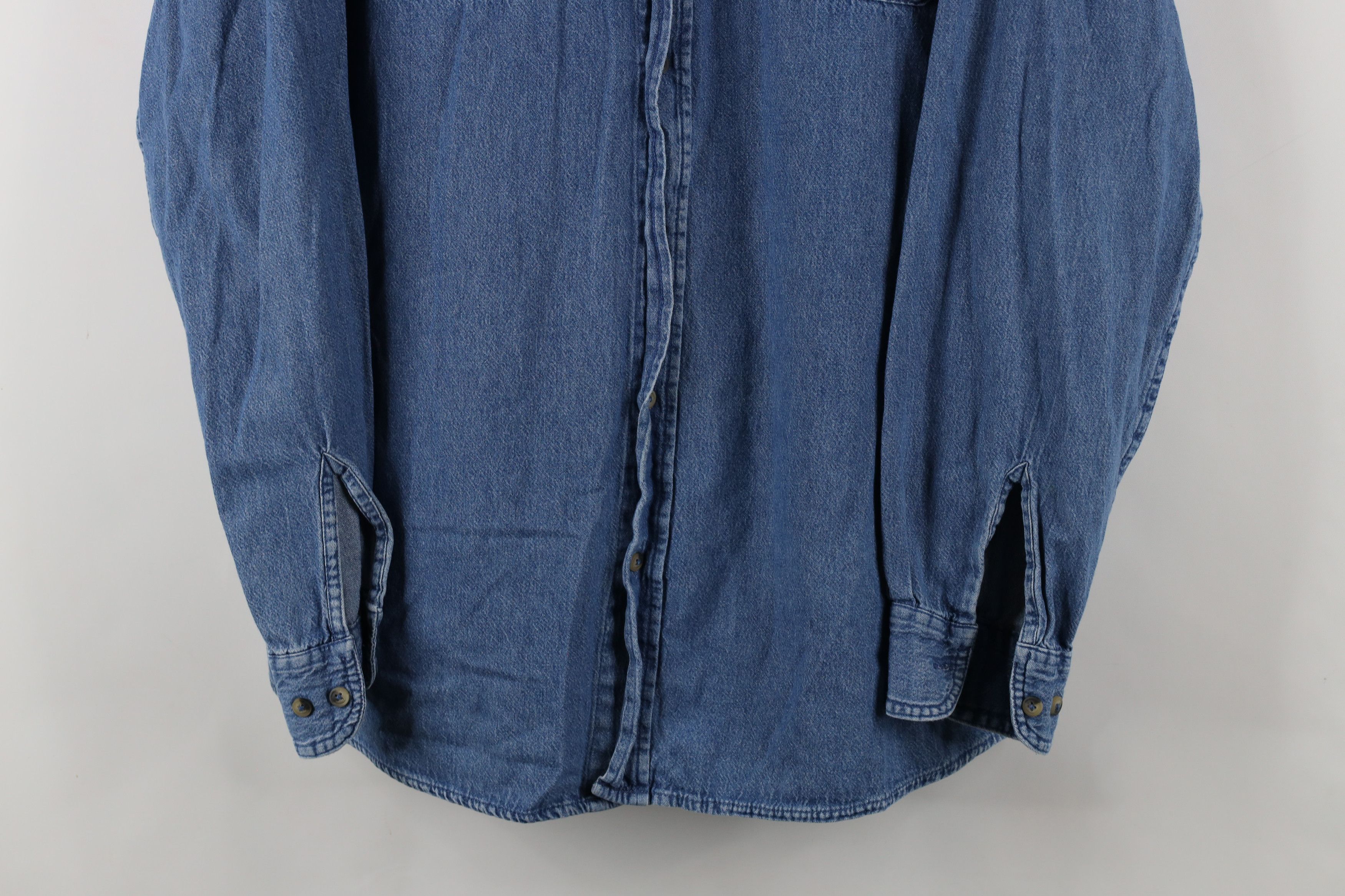 Vintage × Wrangler Vintage Wrangler Denim Jean Button Shirt Blue Cotton Size US L / EU 52-54 / 3 - 3 Thumbnail