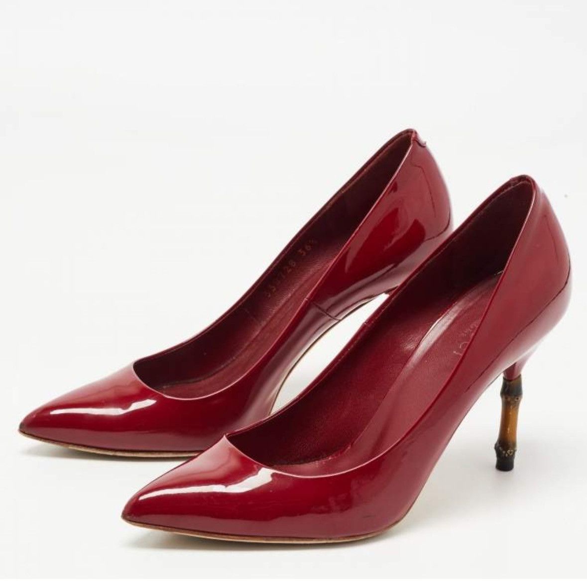 Gucci 🇮🇹 Gucci Red Patent Leather Pointed Toe Pump Heels Size US 7 / IT 37 - 1 Thumbnail