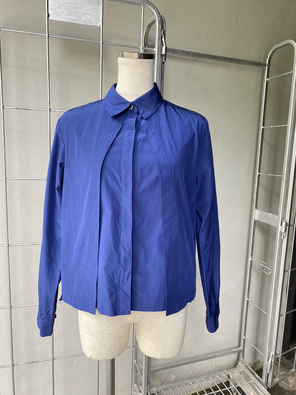 Japanese Brand Avant Le Temps Women Navy Blue Long Sleeve Shirt Size XS / US 0-2 / IT 36-38 - 2 Thumbnail