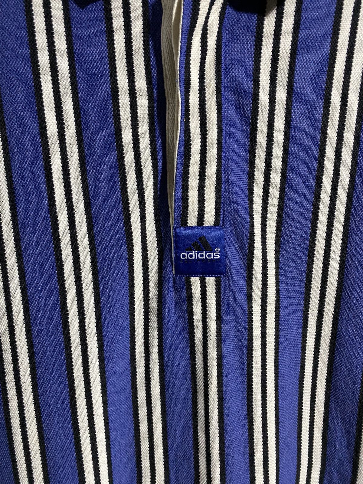 Adidas × Vintage Vintage Adidas Equipment Striped Polo Shirt Size US XL / EU 56 / 4 - 3 Thumbnail