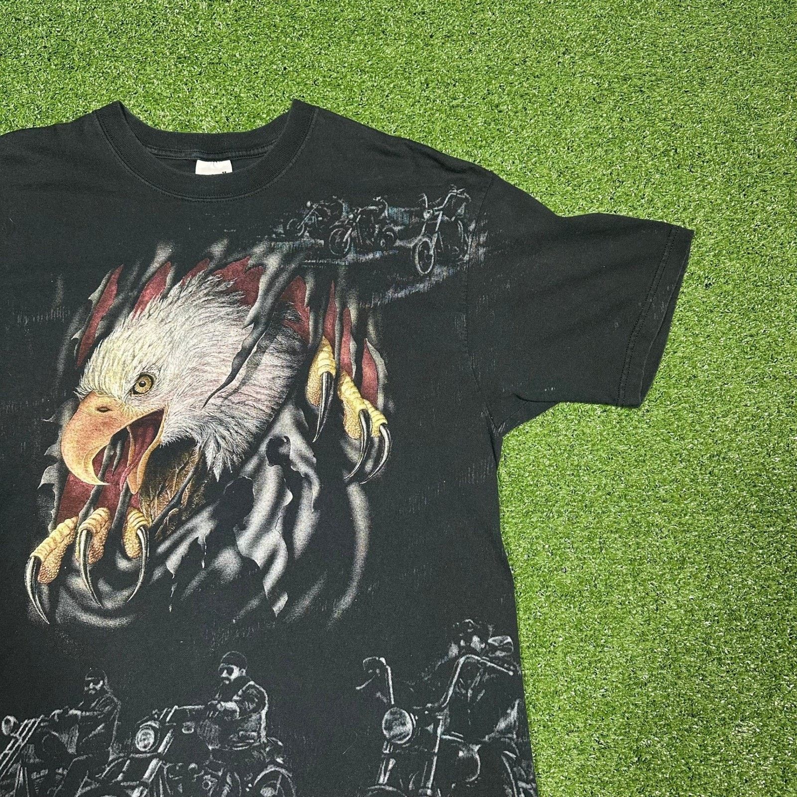 Anvil Vintage 90s Bald Eagle Break Biker AOP Men's XL Size US XL / EU 56 / 4 - 15 Thumbnail