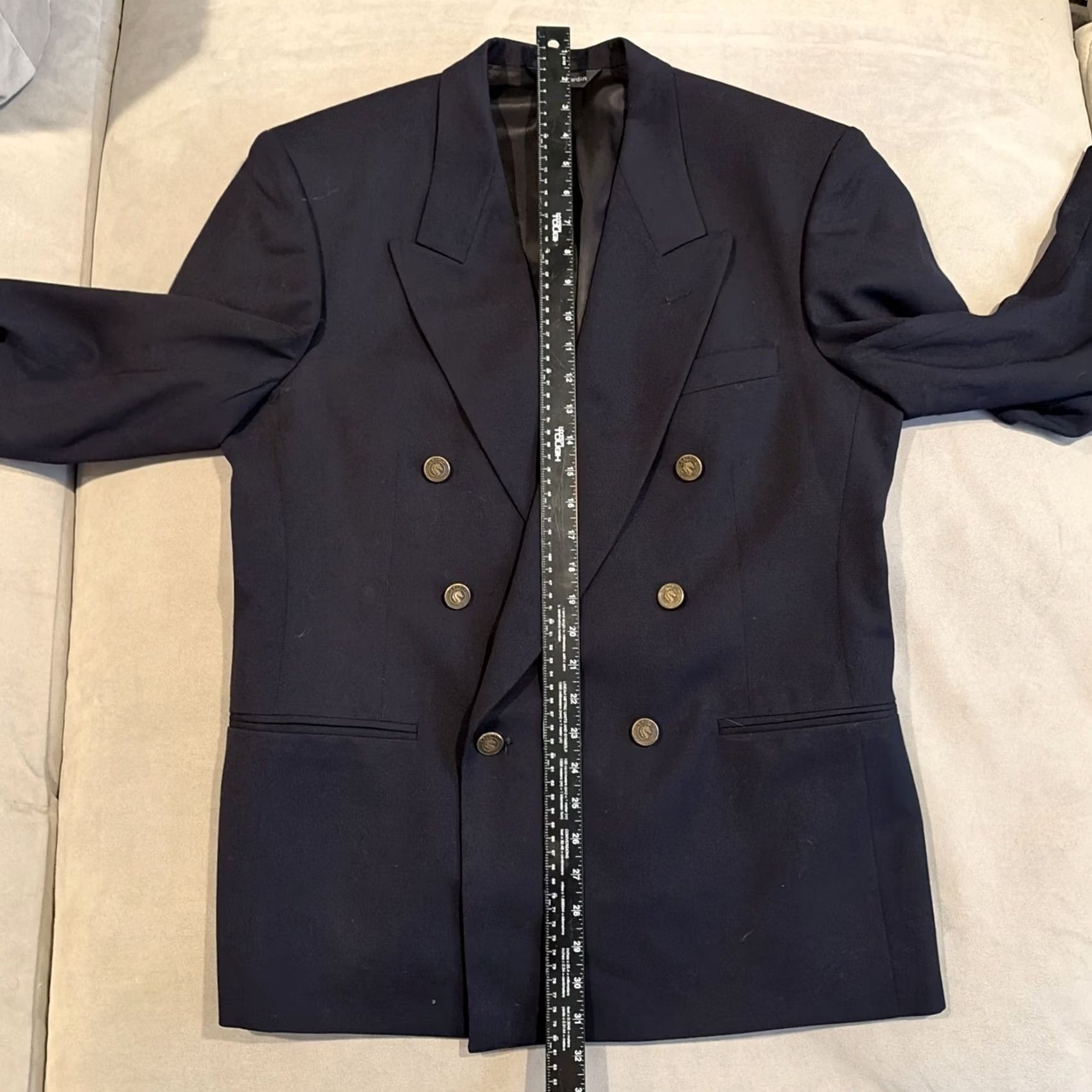 Pierre Cardin VINTAGE Pierre Cardin Blazer Wool Navy Double Breasted Gold Buttons 42R 41L Mens Jacket Sport Coat Size 42R - 5 Thumbnail