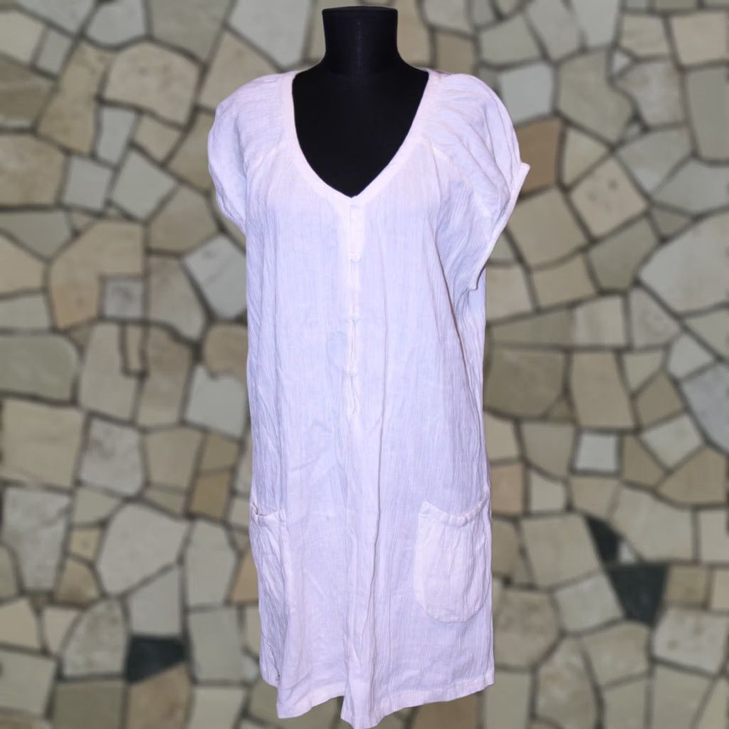 Vintage Gudrun Sjoden Womens White Cotton Midi A-Line Dress L Size L / US 10 / IT 46 - 1 Thumbnail
