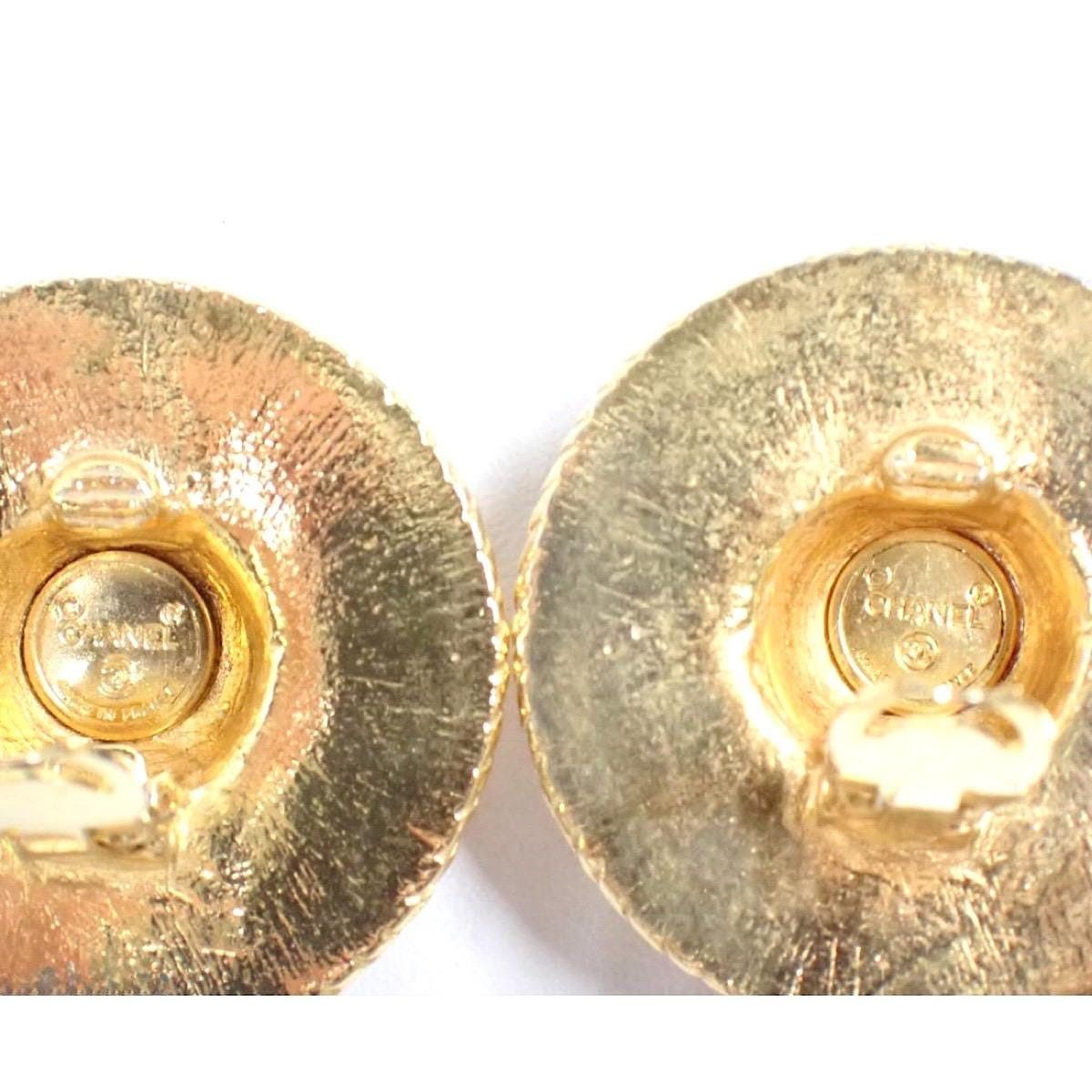 Chanel Vintage CHANEL gold tone straw hat extra large earrings Size ONE SIZE - 3 Thumbnail