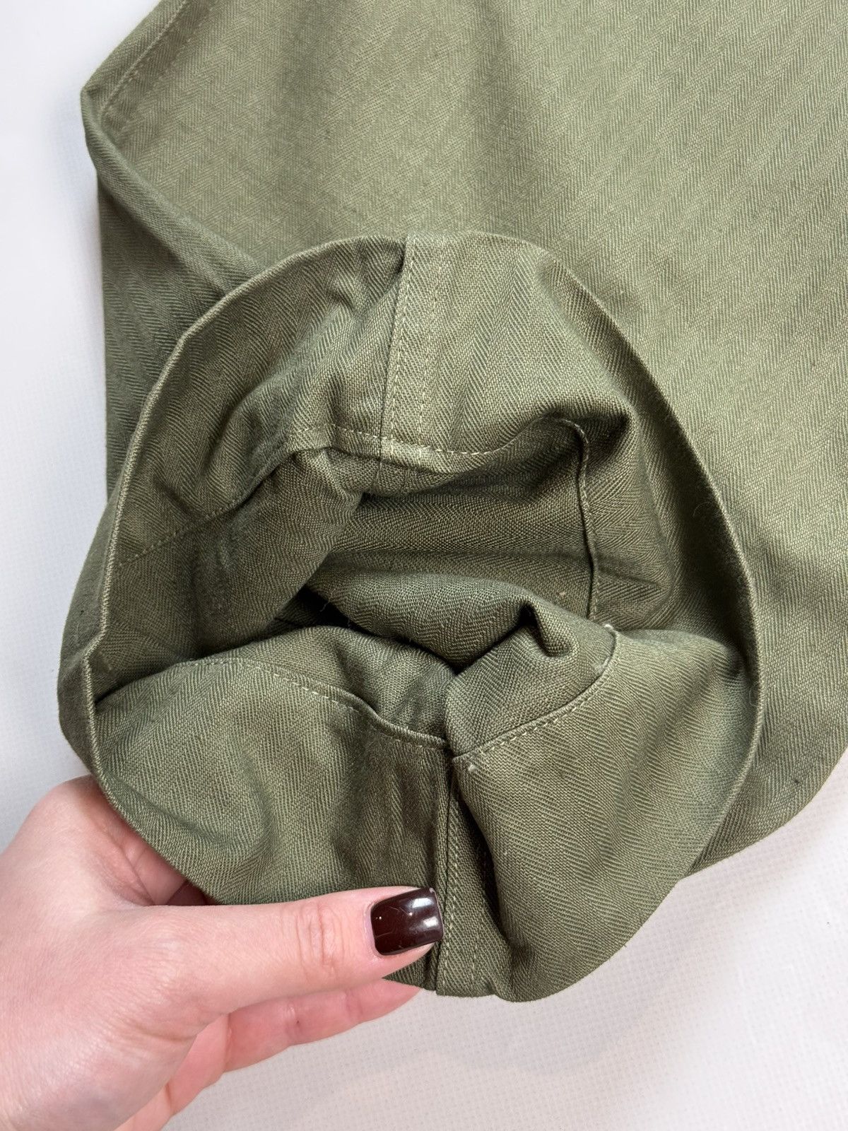 Vintage Original WW2 US Army Corps HBT Herringbone Twill Slack Pants Size 27" / US 4 / IT 40 - 11 Thumbnail