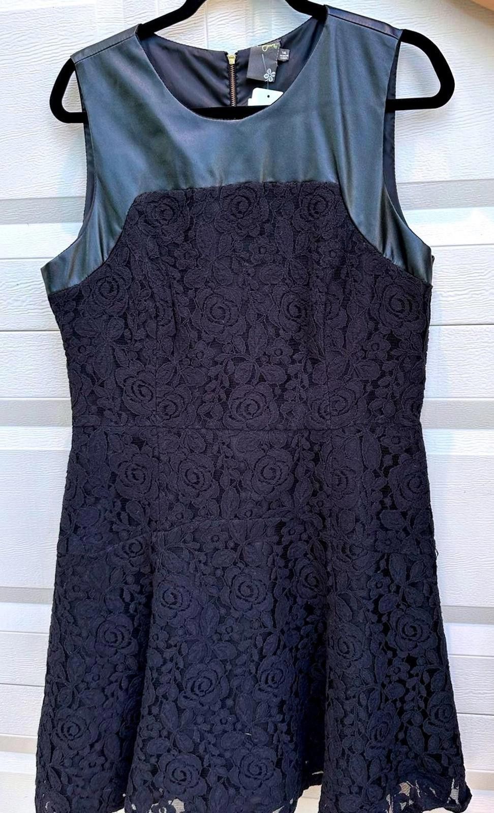 Ann Taylor Elegant Taylor Dress - Size 14 - Black Lace & Leather Size XL / US 12-14 / IT 48-50 - 1 Thumbnail