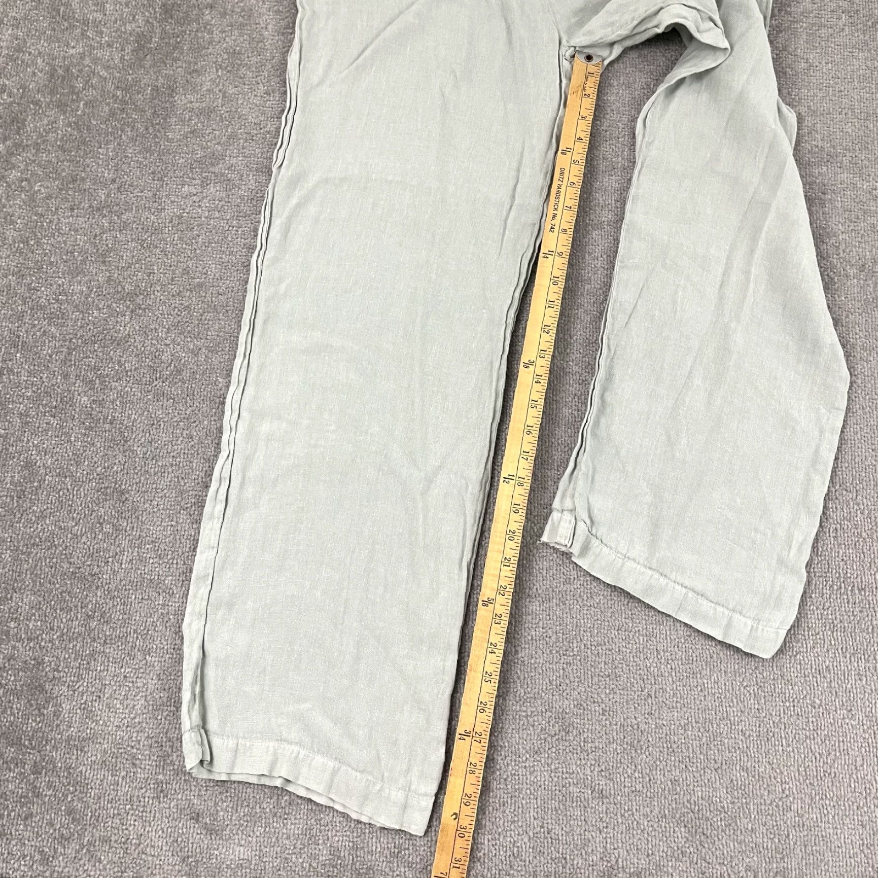 120% Lino VINTAGE 120% Lino Pants Womens Regular 48 Green Linen Wide Leg 30.5" Inseam Pockets Men... Size 34" / US 12 / IT 48 - 5 Thumbnail