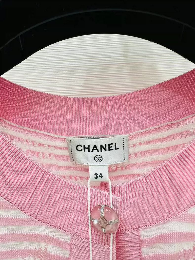 Chanel Chanel 24C pink striped hollow cc knitted cardigan coat Size XXS / US 00 / IT 34 - 4 Thumbnail