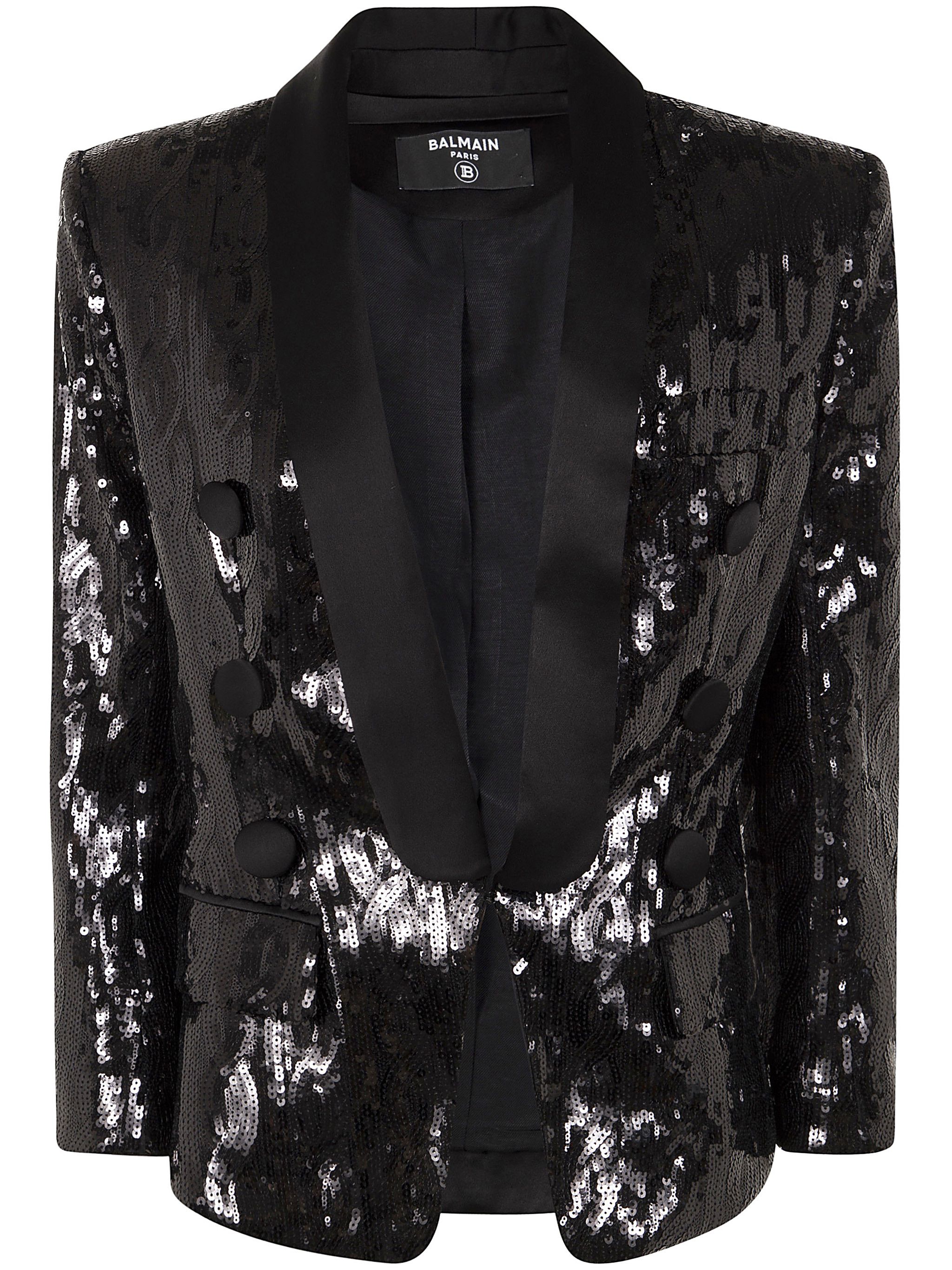 Balmain V-NECK GLITTER SATIN TAILORED JKT Size M / US 6-8 / IT 42-44 - 1 Thumbnail