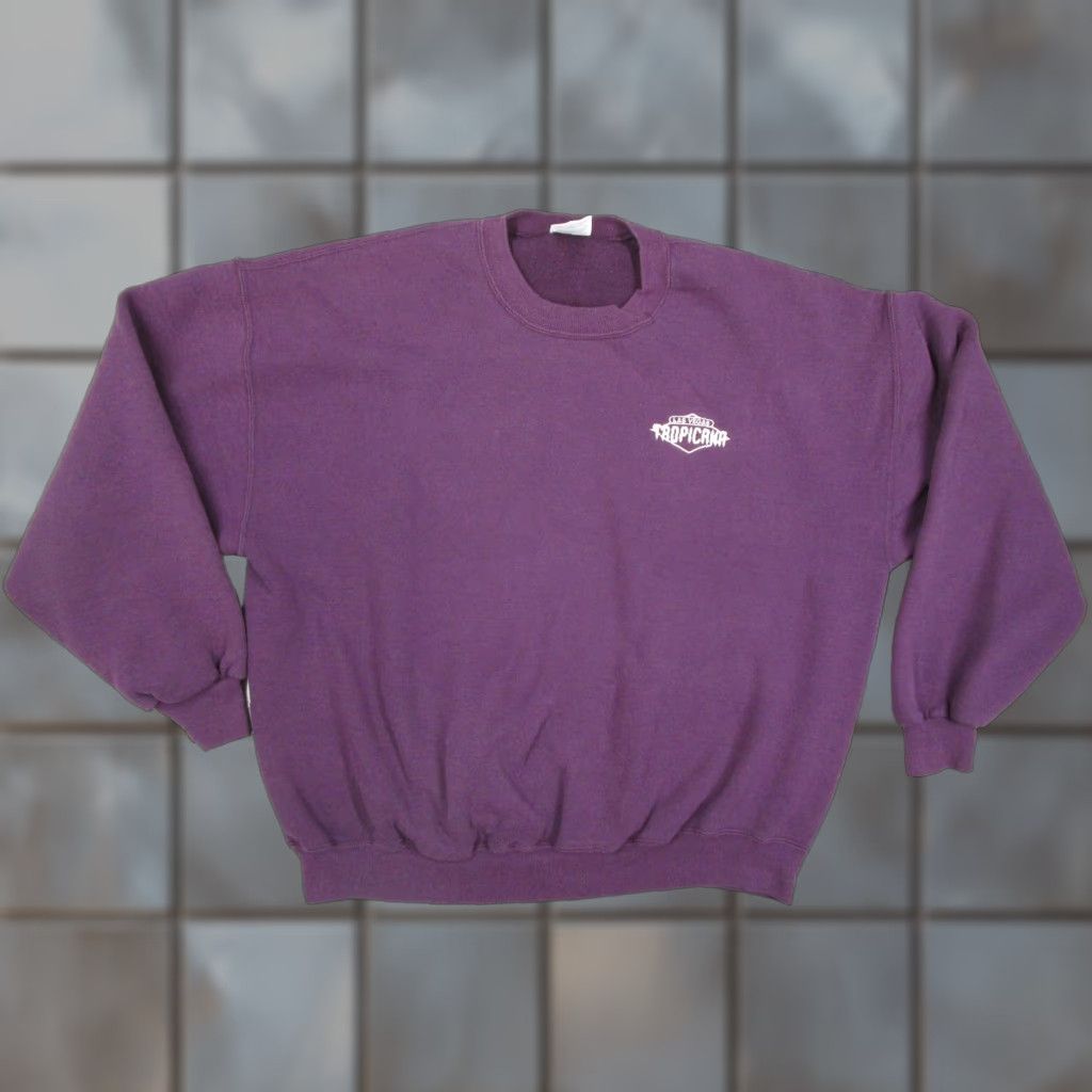 Jerzees VINTAGE Jerzees Sweatshirt Mens 2XL Purple Tropicana Las Vegas Super Sweats USA Sweatshirt Purple Las Vegas Tropicana Embroidered Logo 2XL Mens Size US XXL / EU 58 / 5 - 1 Thumbnail