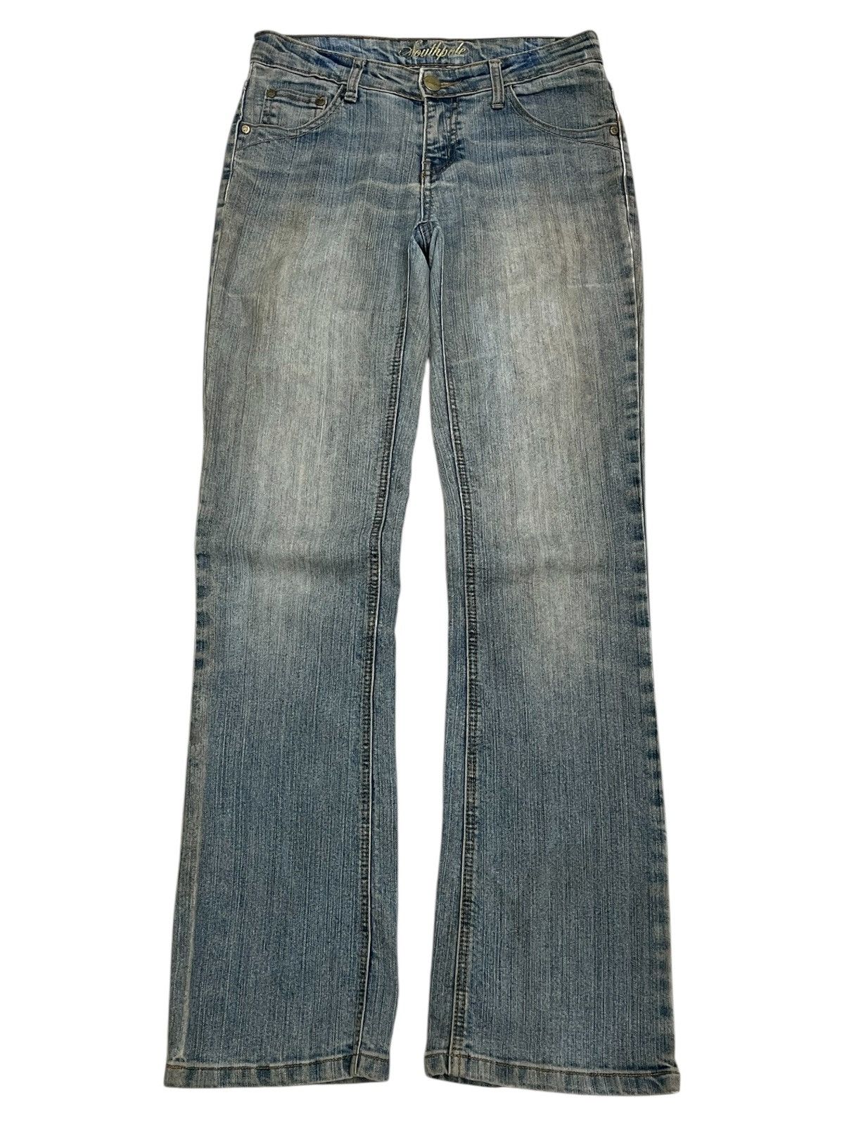 JNCO × Southpole Southpole Embroidery Flare Muddy Rusty Y2K Denim Size US 29 - 2 Thumbnail