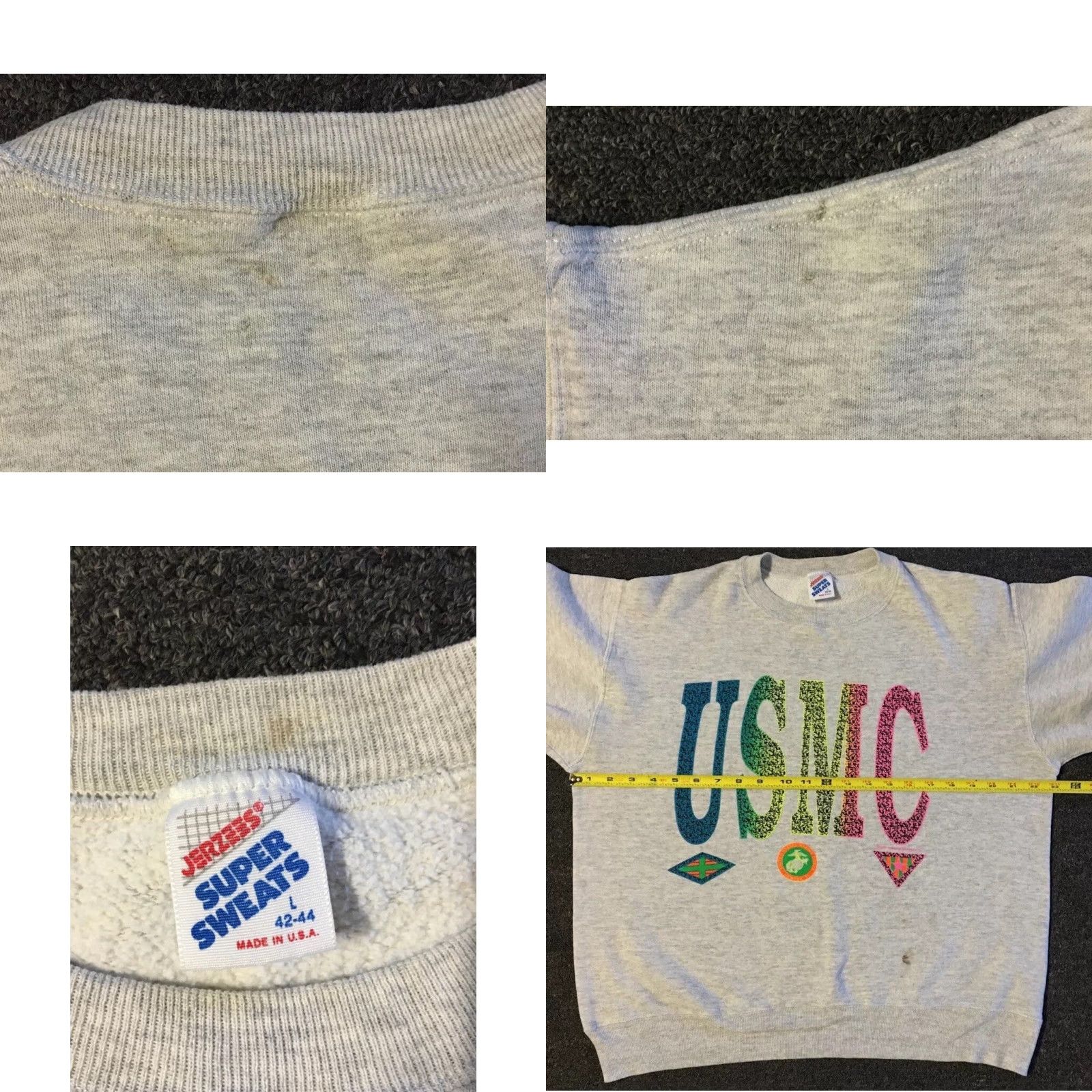 Vintage VINTAGE USMC Sweatshirt S Boxy Gray 80s Navy Marine Corps Pullover Hoodie Mens Grunge/Retro 90s College USA Size US S / EU 44-46 / 1 - 9 Thumbnail