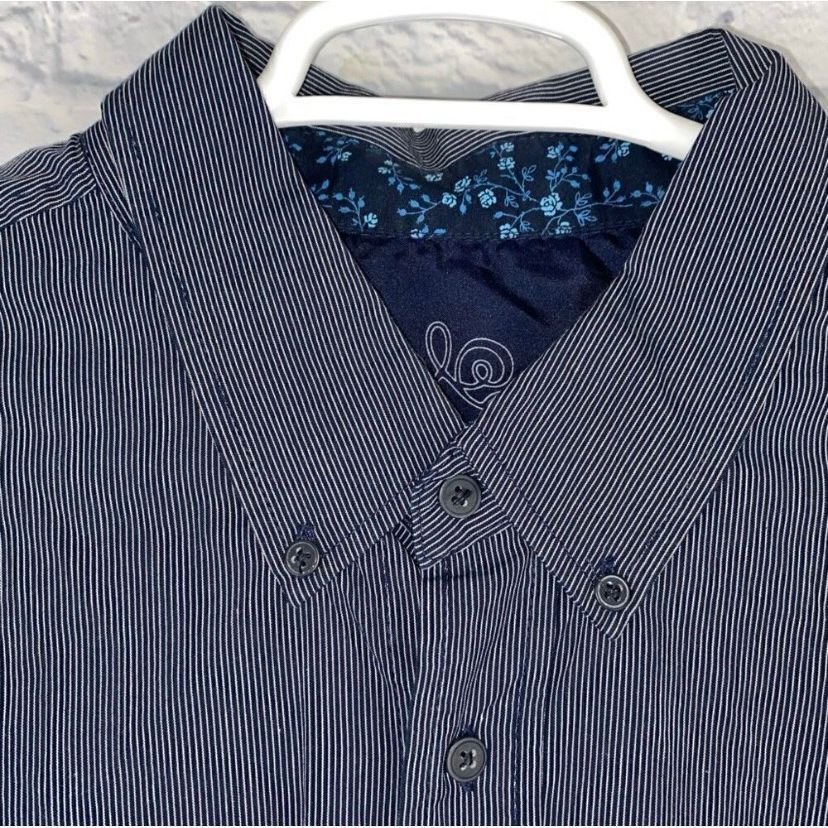Old Navy Old Navy men XXL button down stripe dress shirt navy blue & Size US XXL / EU 58 / 5 - 5 Thumbnail