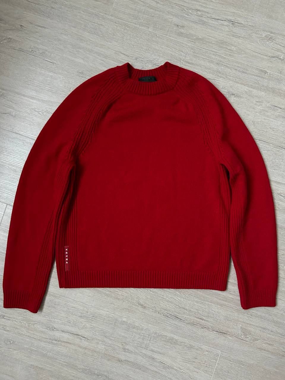 Prada Prada Milano Red Wool Knitted Raglan Logo Sweater Size 52 Size US M / EU 48-50 / 2 - 1 Thumbnail