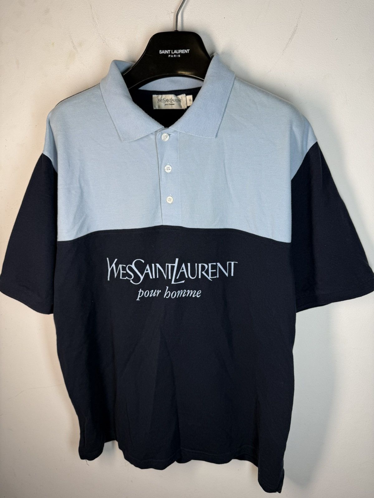 Yves Saint Laurent Blue YSL Polo Shirt Spell Out YSL Shirt Big Logo YSL Tee Size US XL / EU 56 / 4 - 17 Thumbnail