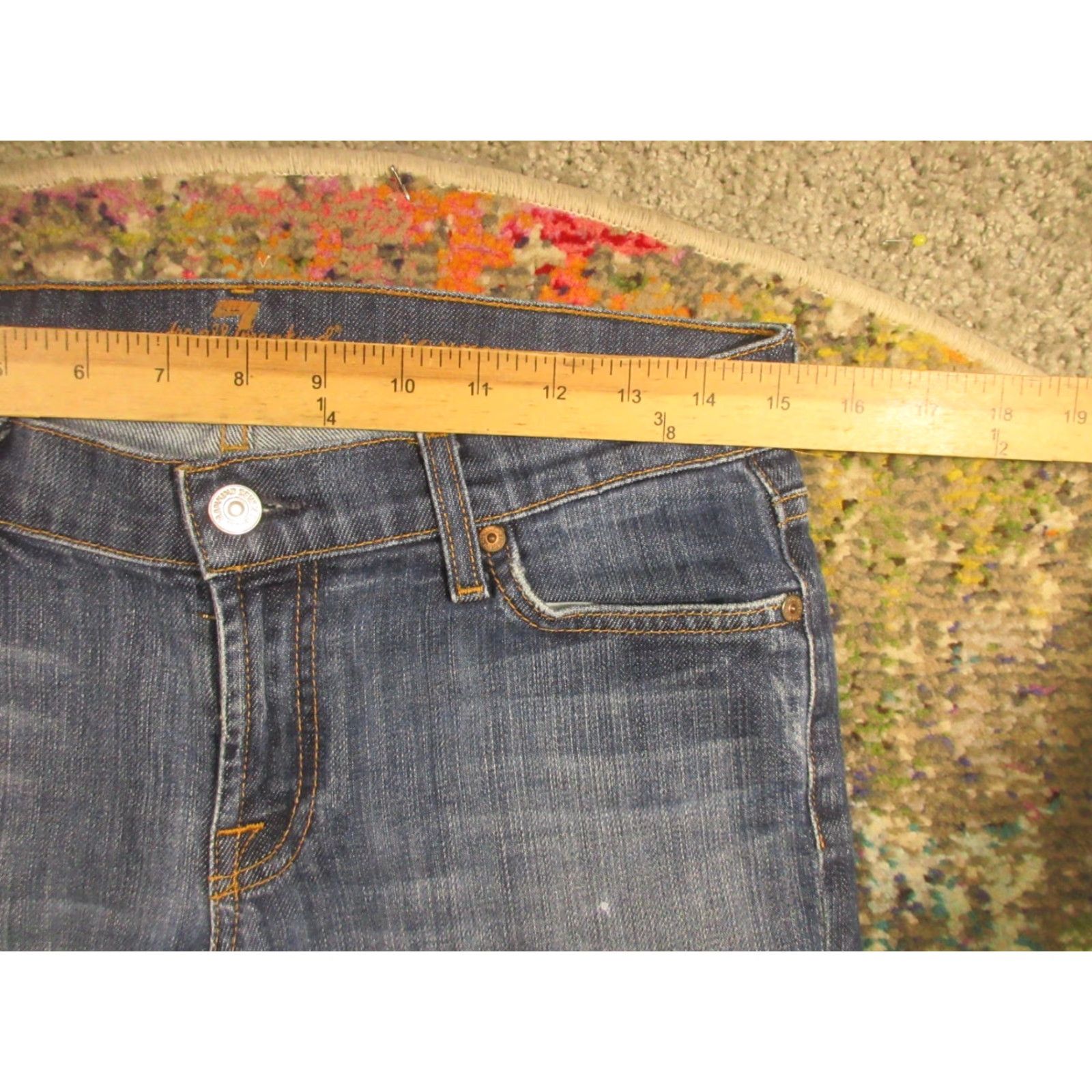 7 For All Mankind VINTAGE 7 For All Mankind Jeans Womens Slim Low Rise 27x29 Blue Roxanne Stretch Tapered 5-Pocket Denim Size 27" / US 4 / IT 40 - 7 Thumbnail