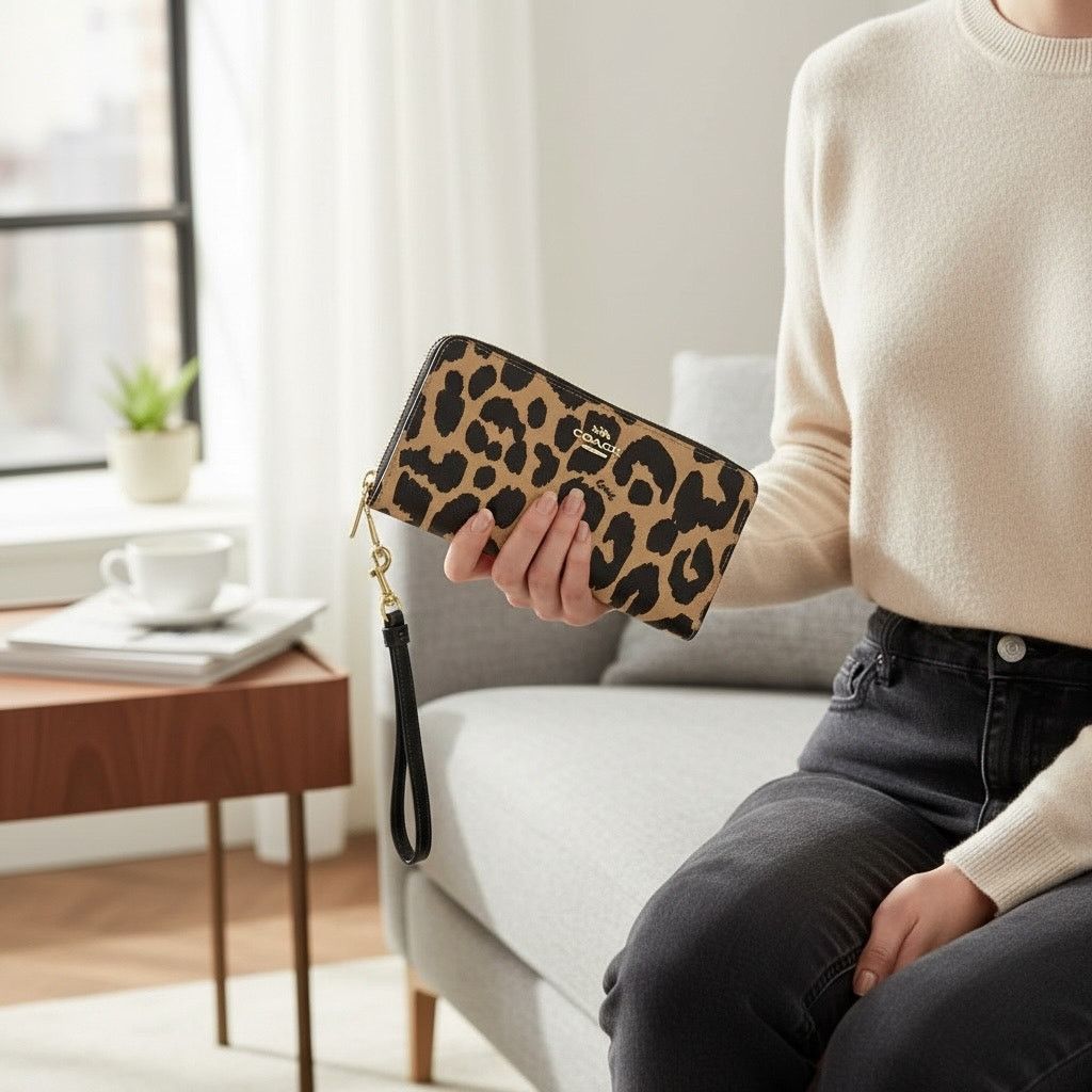 Coach Coach Long Zip Around Wallet With Leopard Print CW477 Size ONE SIZE - 4 Thumbnail