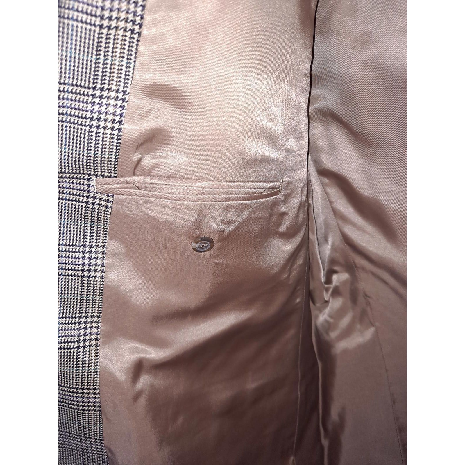 Chaps Chaps 100% Silk Tan and Black Plaid Blazer Size 46R Size 46R - 3 Thumbnail