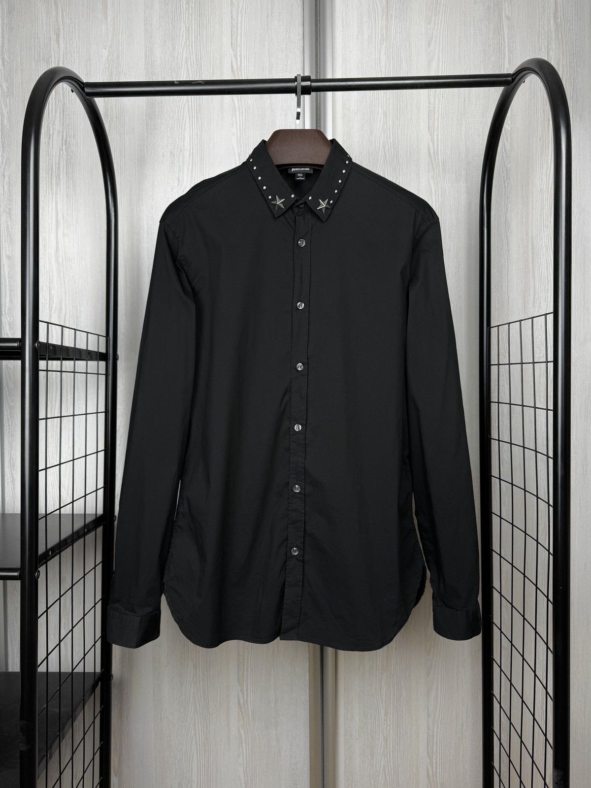 Just Cavalli Just Cavalli Black Studded Star Collar Shirt size 50 Size US M / EU 48-50 / 2 - 1 Thumbnail