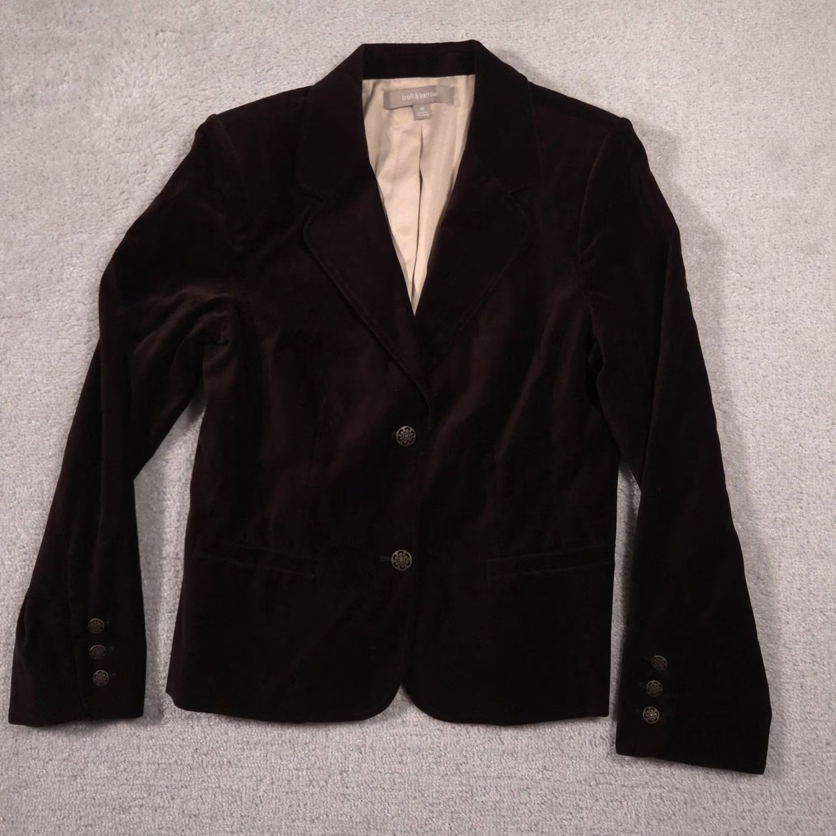 Croft & Barrow Croft & Barrow Womens Blazer 10 Brown Velvet Two Button Lined Career Jacket Size L / US 10 / IT 46 - 2 Thumbnail