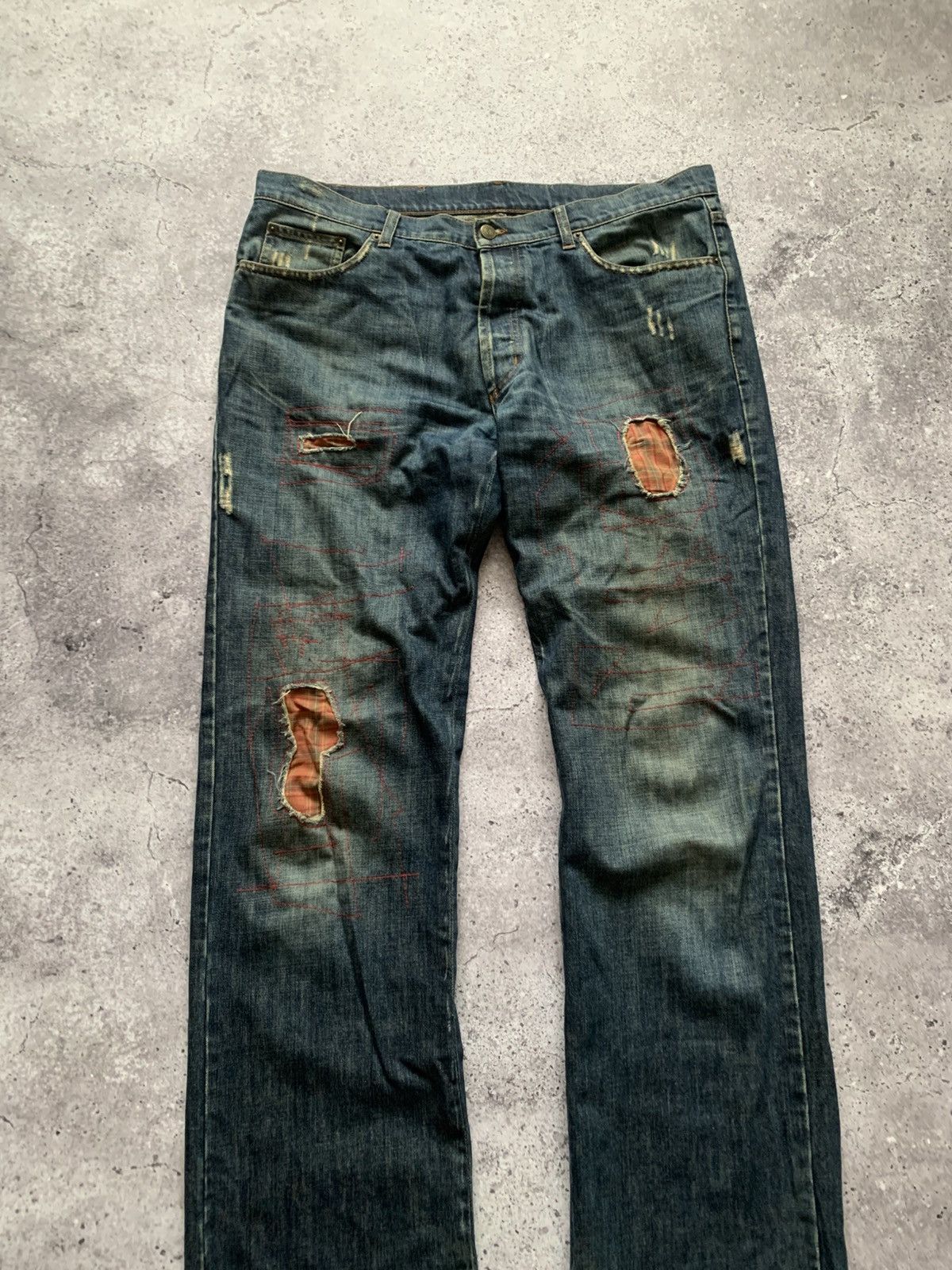 Iceberg 🔥VINTAGE 90s ICEBERG DISTRESSED Y2K JEANS Size US 38 / EU 54 - 4 Thumbnail
