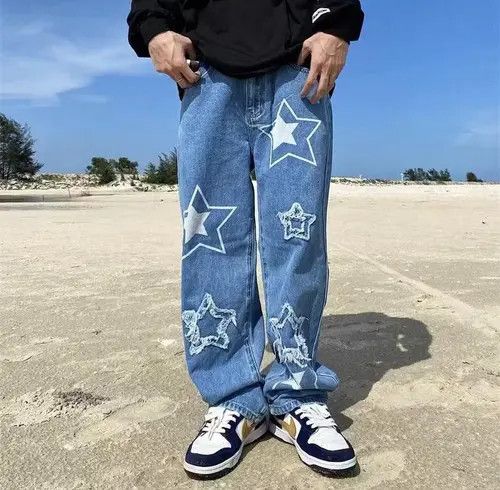 Japanese Brand Star Graphic Baggy Vintage Retro Jeans Pants Size US 32 / EU 48 - 1 Thumbnail