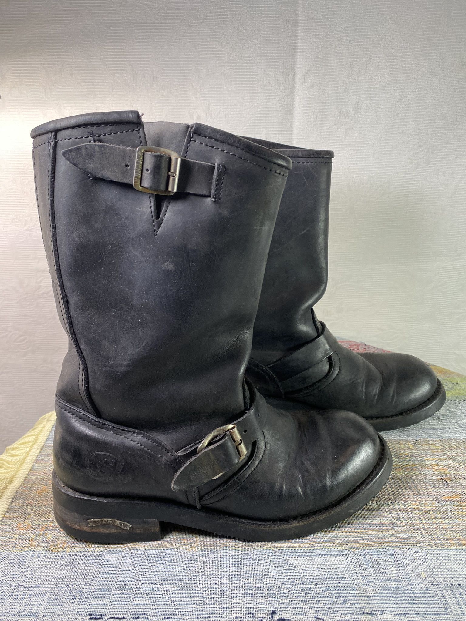 SENDRA Black Leather Engineer Boots Biker Moto Style EU 42