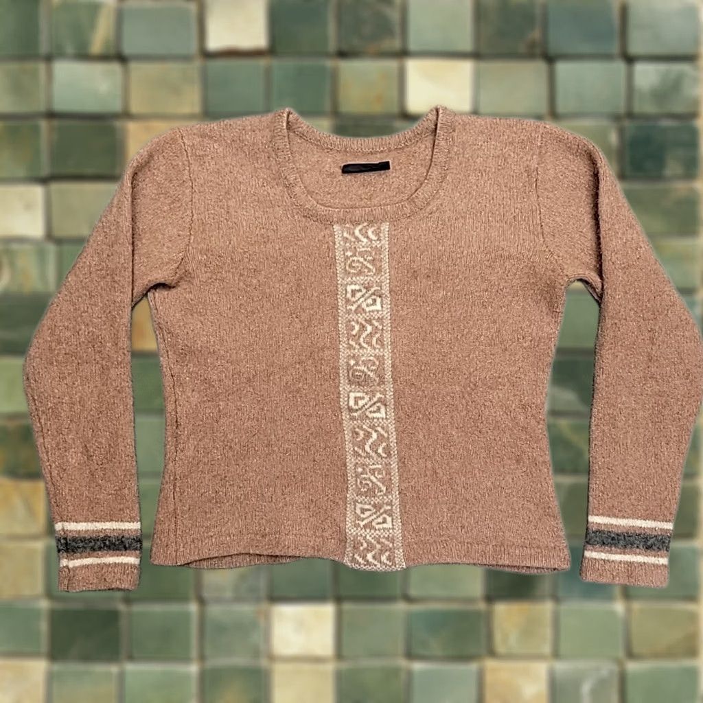 Native Aotearoa Wool Sweater Small Pink New Zealand Ski Native Tribal Women Size S / US 4 / IT 40 - 1 Thumbnail