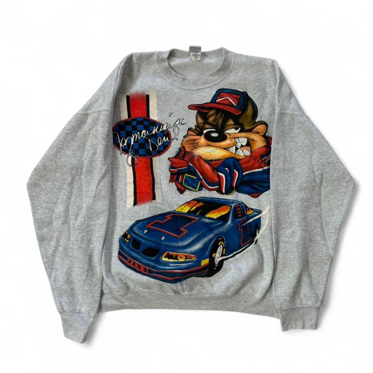 Warner Bros Vintage Looney Tunes Taz Nascar Crewneck Size US XXL / EU 58 / 5 - 1 Thumbnail