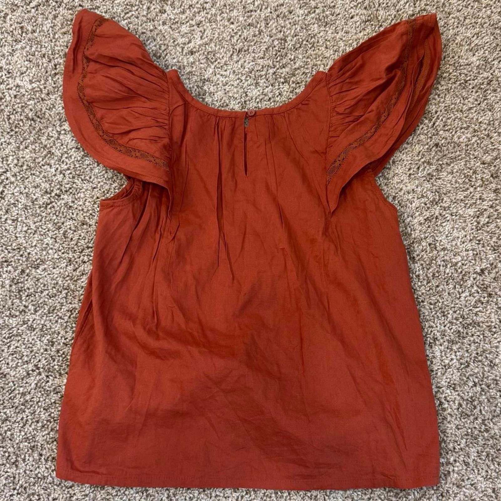 Old Navy Old Navy Girls XL Rust Orange Flutter Sleeve Top Size XL / US 12-14 / IT 48-50 - 4 Thumbnail