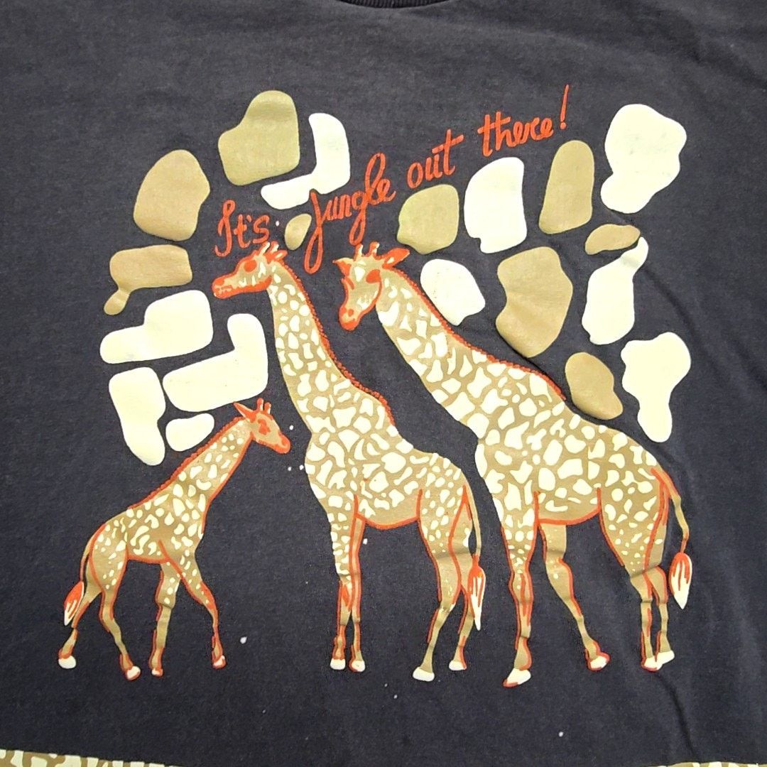 Vintage Vintage Jungle Giraffe Graphic Black 2XL Batwing Shirt 90s Size US XXL / EU 58 / 5 - 2 Thumbnail