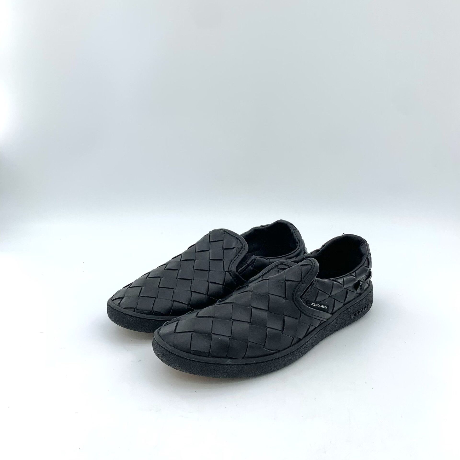 Bottega Veneta Bottega Veneta Black Striped Woven Flat Shoes Size US 8 / IT 38 - 1 Thumbnail