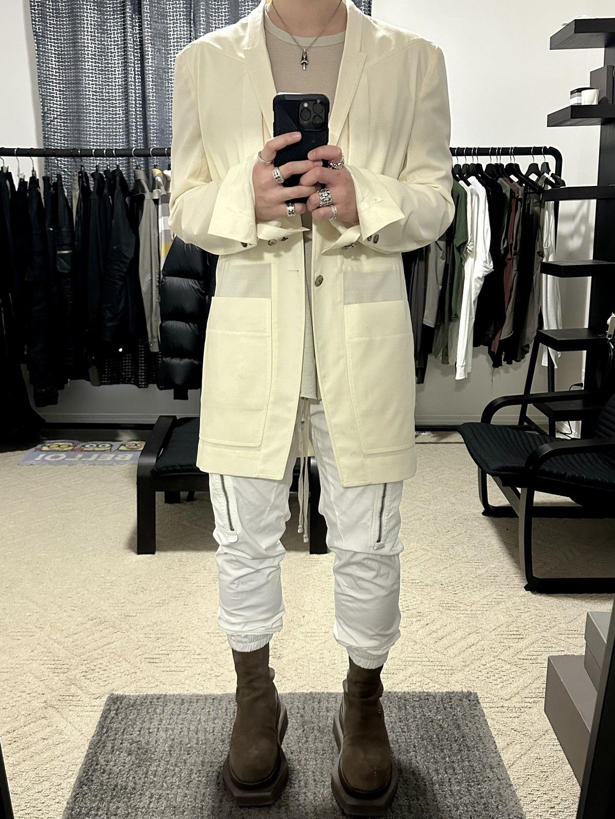 Rick Owens BEATLE TURBO CYCLOPS DUST SUEDE SS22 FOGACHINE EU41 